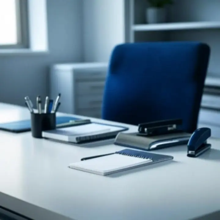 Modern bureau met hoogwaardige stationery en kantoorartikelen