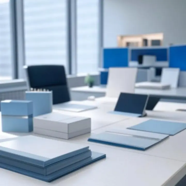 Moderne kantoorwerkplek met georganiseerde kantoorartikelen op het bureau