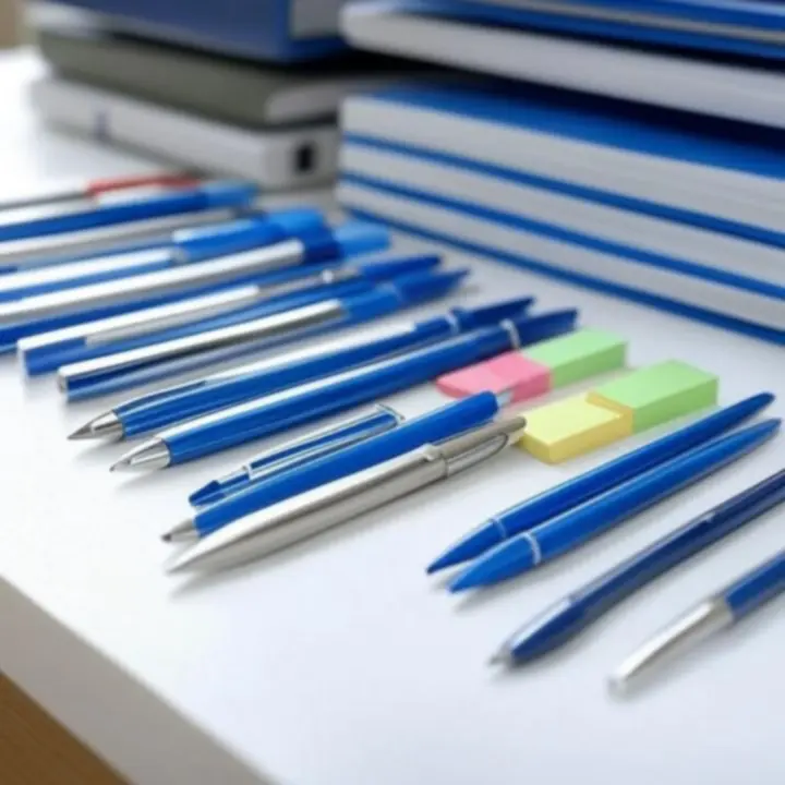 Selectie van populaire pennen op een strak kantoorblad