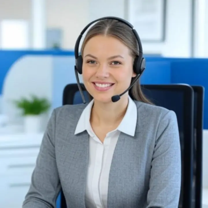 Modern supportcenter met bureau en headset